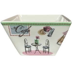 222 Fifths The Chic Paris 3-Piece Parisian‎ Cafe Square Ceramic Appetizer Bowl